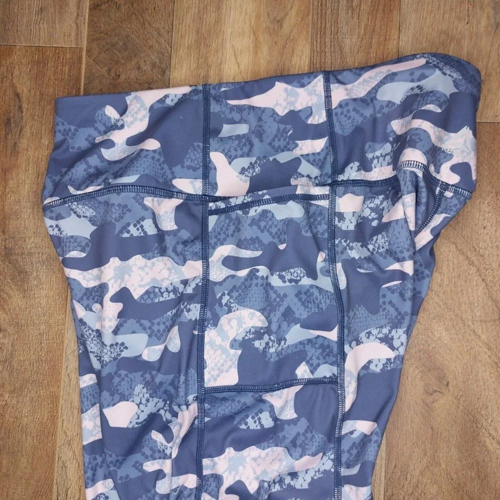 Reebok Precision Womens Large Ankle Leggings Slate Blue Pink Camo - Picture 14 of 16